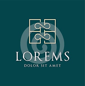 Luxury logo with square abstract geometric jawelry design Vector illustration border ornament architecture