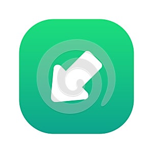Down Left Arrow 1. Gradient Style Icon