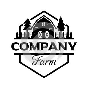 Agriculture and farming logo Farm house landscape Vector illustration of organic products and labels. harvest logos, fresh