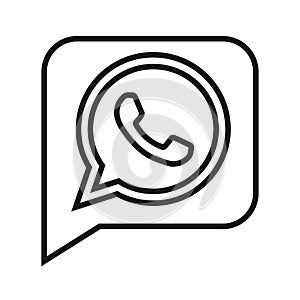 Rounded message whatsapp icon in white background