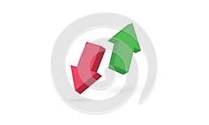 Green up arrow and red down arrow