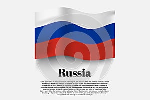 Russia flag waving form on gray background. Vector illustration.