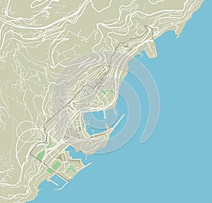 Vector city map of Monaco.