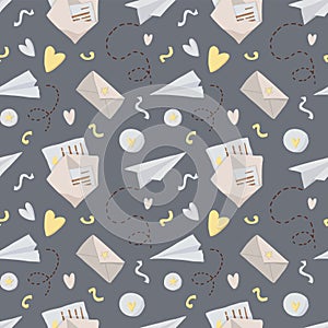 Seamless pattern with postal elements