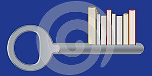 Knowledge concept with a key in the form of books.