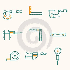 Measuring And Micrometer Tool Line Set - Vector