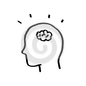 head with small brain. icon for mental helath