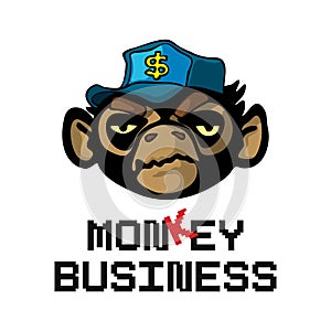 Monkey business t-shirt decoration with angry primate face