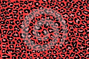 Animal skin pattern seamless. Design for fabric, wallpaper, wrapping, background. repeating texture leopard red pink black