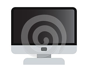 Computer monitor in trendy cartoon style icon isoalted on white background vector illustration. Computer screen show your business