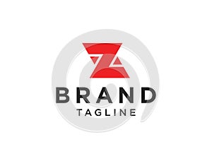 Letter Z Logo Red Square Line Rounded isolated on white background. Flat Vector Logo Design Template Element