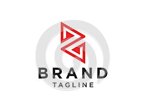 Letter Z Logo Red Square Line Rounded isolated on white background. Flat Vector Logo Design Template Element