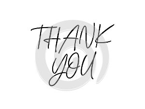 Thank You Text Handwritten Black Lettering Calligraphy with Simple Underline isolated on White Background. Greeting Card Vector Il