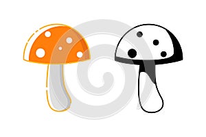 mushroom icon. simple, line and cortoon style