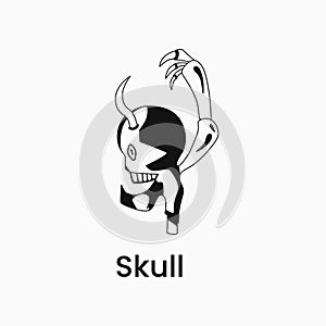 skull illustration. black and white. silhouette and line style