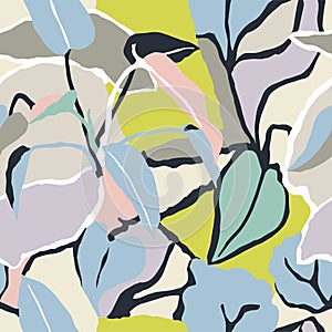 Vector nature inspired botanical art illustration seamless repeat pattern photo