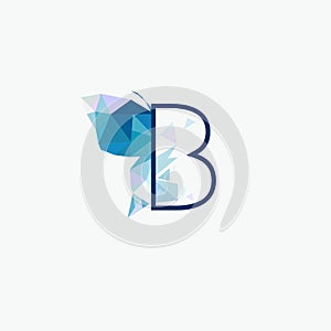 Butterfly b icon geometric literally logo wing form shape blue abstract feminine letter photo
