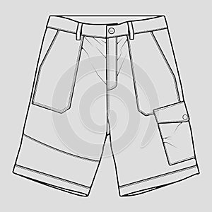 Short pants outline drawing vector, short pants in a sketch style, trainers template outline, vector Illustration.