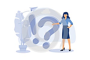 concept illustration of frequently asked questions of exclamation marks and question marks,