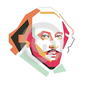 William Shakespeare simple line illustration
