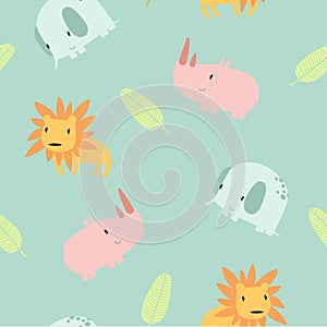 Print. Cute safari animals seamless pattern.