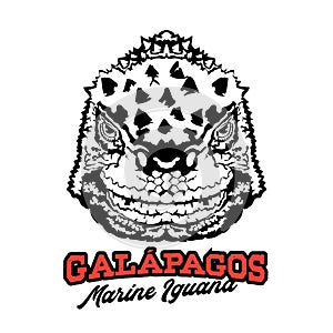 Marine iguana face vector illustration logo design