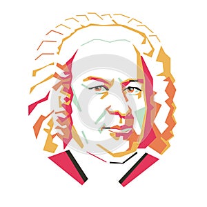 Johann Sebastian Bach simple colour illustration