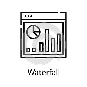 Waterfall chart vector outline Icon Design illustration.