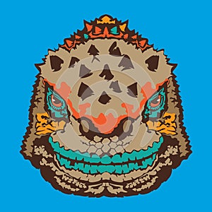 Marine iguana face vector illustration in decorative style design