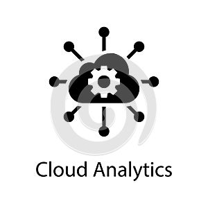 Cloud analytics vector Solid Icon Design illustration.