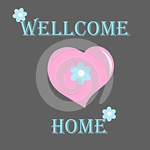 Print Wellcome Home Poster with pink heart and flowers photo