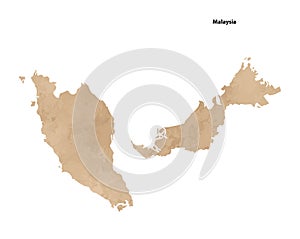 Old vintage paper textured map of Malaysia Country - Vector