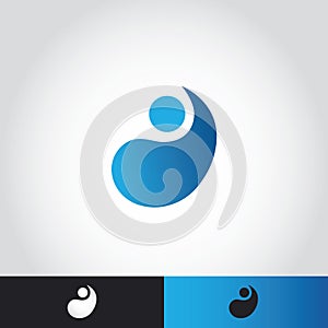 Abstract blue two water drop logo.