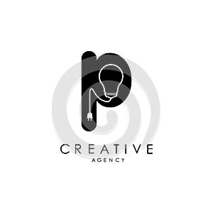 Creative letter logo design with letter P icon light weight logo with elegant vector design.