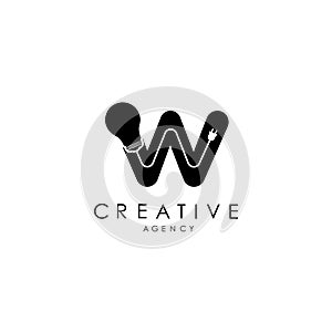 Creative letter logo design with letter W icon light weight logo with elegant vector design.