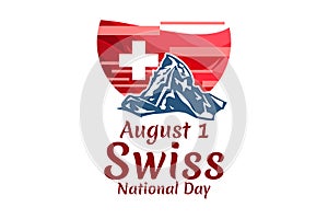 August 1, Swiss national day vector illustration.