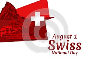 August 1, Swiss national day vector illustration.