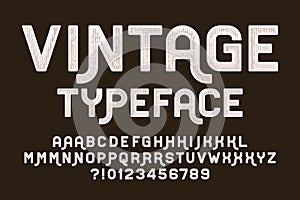 Vintage alphabet font. Messy letters with alternates and numbers. photo