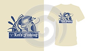 Lets Fishing T-Shirt Vector