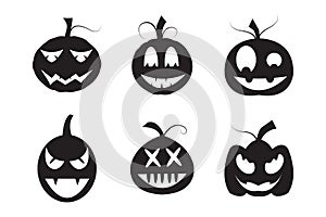 Halloween celebration with cute to scary pumpkin silhouettes