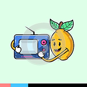 Cute illustration of lemons carrying telly photo