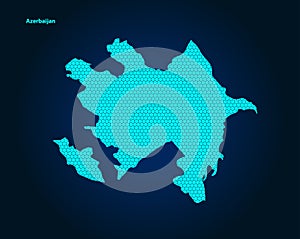 Honey Comb or Hexagon textured map of Azerbaijan Country isolated on dark blue background - vector