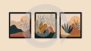 Earthtone Plant Shape Aesthetic Abstract Walldecor