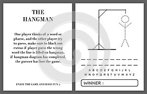 Hangman game page vector, kids activity notebook page.