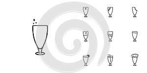 ten sets of juice glass line icons. simple, line, silhouette and clean style