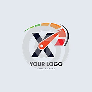 Letter X Speedometer Logo Design Vector Icon Graphic
