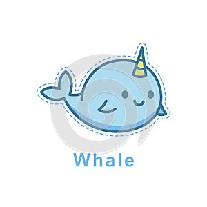 Cartoon cute baby whale happy, cartoon style illustration vector