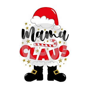 Mama Claus - funny decoation with Santa's hat ,candy cane and boots