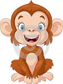 Cute little monkey cartoon sitting