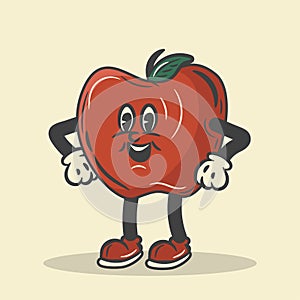 Retro Apple Cartoon Character Vector Illustration photo